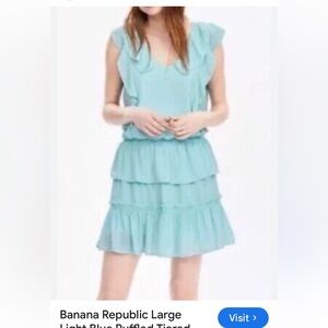 Banana Republic size M tall aqua tiered dress with ruffles